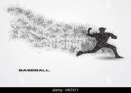 Baseball-Spieler eine Silhouette von Teilchen. Stockfoto