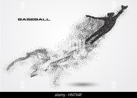 Baseball-Spieler eine Silhouette von Teilchen. Stockfoto