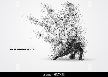 Baseball-Spieler eine Silhouette von Teilchen. Stockfoto