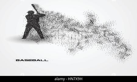 Baseball-Spieler eine Silhouette von Teilchen Stock Vektor