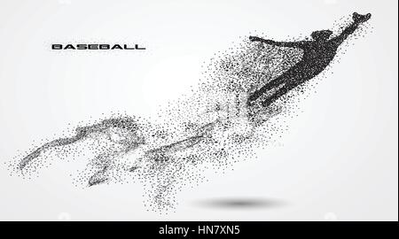 Baseball-Spieler eine Silhouette von Teilchen Stock Vektor