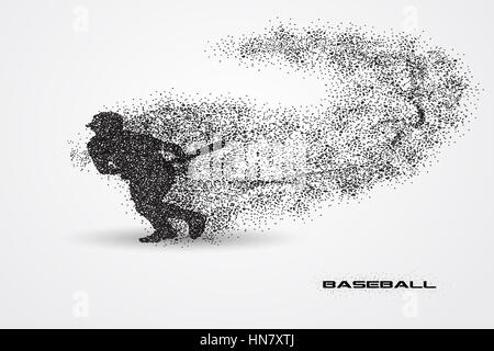 Baseball-Spieler eine Silhouette von Teilchen. Stockfoto