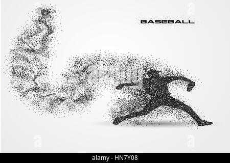 Baseball-Spieler eine Silhouette von Teilchen. Stockfoto