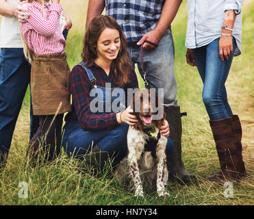Familie Hund Haustier Glück Zweisamkeit Konzept Stockfoto