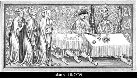 Abendessen der Krönung von Charles IV., Wenzel, 1316-1378, König von Böhmen, Kaiser des Heiligen Römischen Reiches geboren Stockfoto