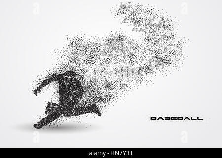 Baseball-Spieler eine Silhouette von Teilchen. Stockfoto