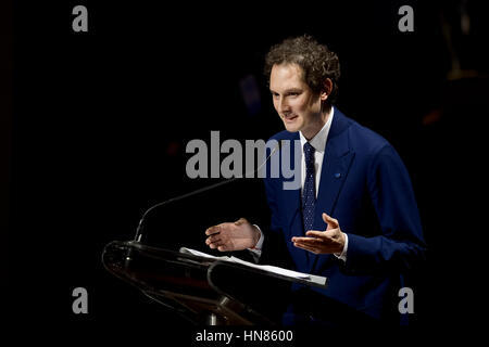 Turin, Italien. 2017, 9 Februar: John Jacob Philip Elkann, italienischer Unternehmer und Vorsitzender des Italiana Editrice s.p.a., spricht anlässlich des 150. Jahrestages der Zeitung La Stampa. John Philip Jacob Elkann ist auch Vorsitzender des Fiat Chrysler Automobiles und Chairman und CEO von Exor, eine Investmentgesellschaft, die Partner Re, Ferrari, CNH Industrial und Juventus F.C. Credit steuert: Nicolò Campo/Alamy Live News Stockfoto