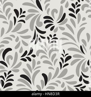 Abstract vector Nahtlose floral geometrische Muster floral Swirl Blätter Fliesen- Textur Hintergrund blühen Stock Vektor