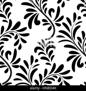 Abstract vector Nahtlose floral geometrische Muster floral Swirl Blätter Fliesen- Textur Hintergrund blühen Stock Vektor