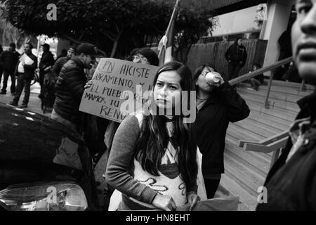 Demonstrationen in Tijuana, Mexiko - 01.09.2017 - Mexiko / Baja California / Tijuana - Demonstrationen in Tijuana, Mexiko Menschen demonstrieren über Erhöhung der Preise von Kohlenwasserstoffen.   -Alexandre Afonso / Le Pictorium Stockfoto