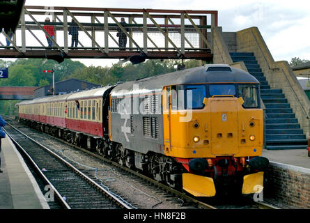 British Rail Class 31 Diesel 31108, Wansford Bahnhof, Nene Valley Heritage Eisenbahnlinie, Peterborough, Cambridgeshire, Großbritannien Stockfoto