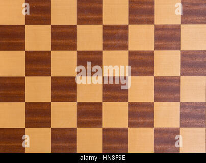 Schwarz / weiß Quadrate eines hölzernen Schachbrett-Hintergrund Stockfoto