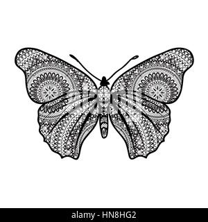 Abstrakte Schmetterling mit Blumen grunge Textur. Schmetterling isoliert. Stock Vektor