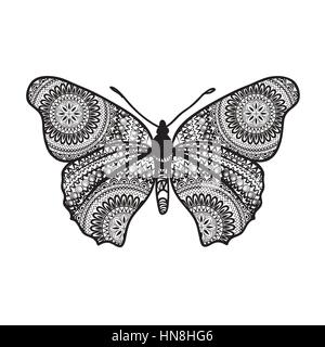 Abstrakte Schmetterling mit Blumen grunge Textur. Schmetterling isoliert. Stock Vektor