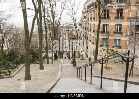 Montmartre Steer Schritte, Paris, Frankreich, Europa Stockfoto