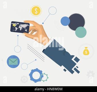 Hand hält Kreditkarte. Kreditkarten-Zahlung und Business Artikel. Vektor-flaches Design-Stil. Stock Vektor