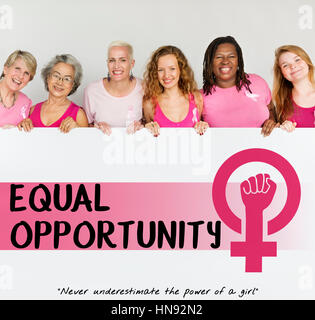 Frauen-Mädchen-Power-Feminismus-Chancengleichheit-Konzept Stockfoto