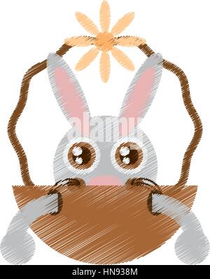 Osterhase im Korb-Symbol, Vektor-Illustration-design Stock Vektor