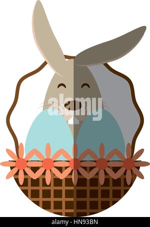 Osterhase im Korb-Symbol, Vektor-Illustration-design Stock Vektor