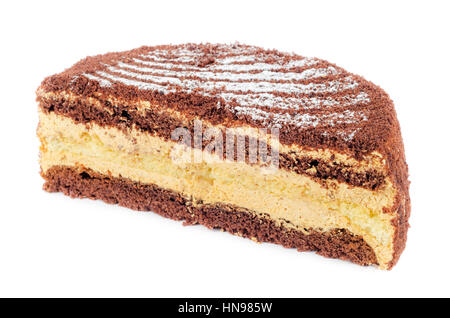 Schokoladen-Kuchen halbieren isoliert auf weißem Hintergrund Stockfoto