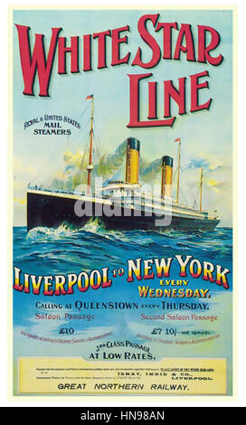 WHITE STAR LINE Poster über 1905 zeigt die RMS Oceanic liner Stockfoto