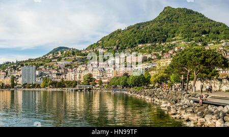 Quai des Fleures, Montreux, Genfersee, Schweiz Stockfoto