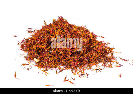 Safran-teure Gewürz, isoliert auf weißem Hintergrund Stockfoto