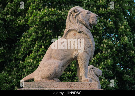 Löwenstatue vor einem Palast, Vienna Stockfoto