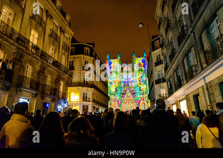 NANTES, Frankreich - 26. Dezember 2016: "L ' Odyssée des Rêves" Ton- und Lichtschau basiert auf "Arche Noah" von Alain Thomas... Stockfoto