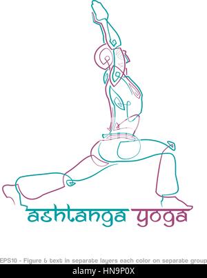 EPS10: Logo-Mock-up für ein Yoga zusammenhängenden Geschäfte. Einfacher Wechsel der Farben - alle Elemente ordentlich auf Ebenen und Gruppen. Schriftart: Ananda Namaste. Schriftarten Stock Vektor