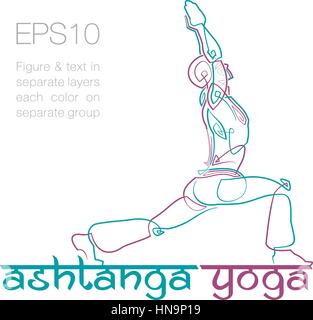 EPS10: Logo-Mock-up für ein Yoga zusammenhängenden Geschäfte. Einfacher Wechsel der Farben - alle Elemente ordentlich auf Ebenen und Gruppen. Schriftart: Ananda Namaste. Schriftarten Stock Vektor