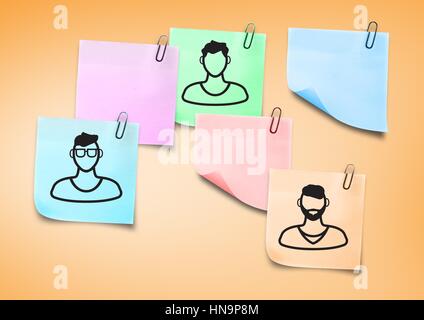 Digital Composite Sticky Note Menschen Männer Symbole Stockfoto