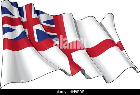 Beispiel für ein winken British Naval Ensign der Periode zwischen 1606-1801. Dies war die britische Marine Flaggendesign während der Periode der amerikanischen Stock Vektor