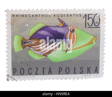 Polen - CIRCA 1967: eine Briefmarke gedruckt in den Shows gestreift Stockfoto