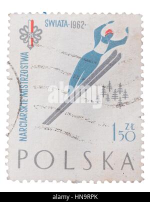Eine Briefmarke in gedruckt Polen die. SWIATA 1962 Stockfoto