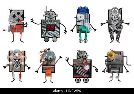 Cartoon Roboter - acht Zeichen Stockfoto