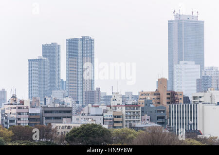 Wolkenkratzer von Ikebukuro, über Rikugien Garten, Bunkyo-Ku, Tokyo, Japan Stockfoto