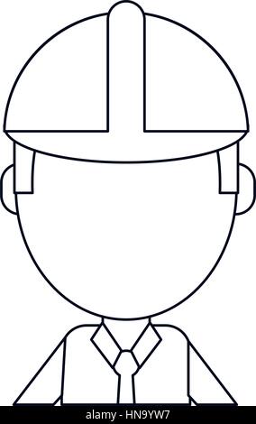 Business Mann Bau Helm dünne Linie Vektor Illustration Eps 10 Stock Vektor