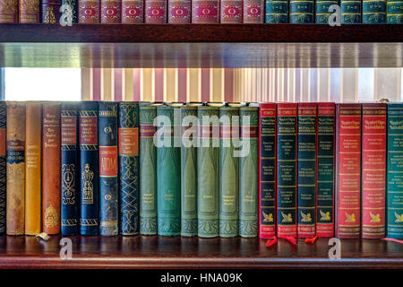 Hardcover-Bücher im Regal, Bücherregal, Deutschland Stockfoto