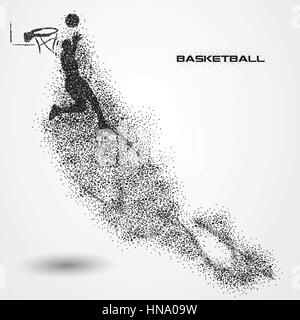 Basketball-Spieler eine Silhouette von Teilchen. Stock Vektor