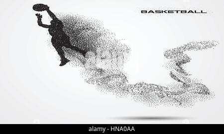 Basketball-Spieler eine Silhouette von Teilchen. Stock Vektor