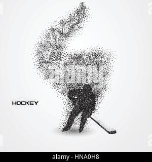 Eishockey-Spieler eine Silhouette von Teilchen. Stock Vektor