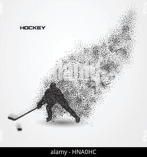 Eishockey-Spieler eine Silhouette von Teilchen. Stock Vektor