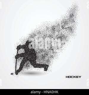 Eishockey-Spieler eine Silhouette von Teilchen. Stock Vektor