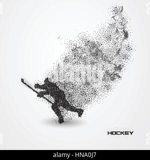 Eishockey-Spieler eine Silhouette von Teilchen. Stock Vektor