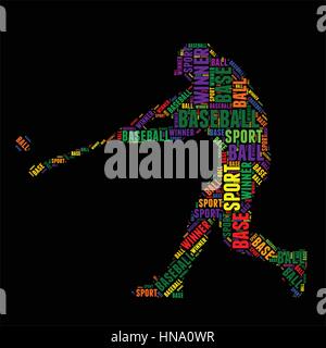 Baseball Typografie Wort Wolke bunte Vektor-illustration Stock Vektor