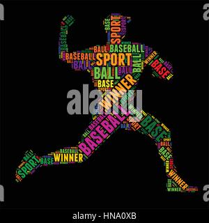 Baseball Typografie Wort Wolke bunte Vektor-illustration Stock Vektor