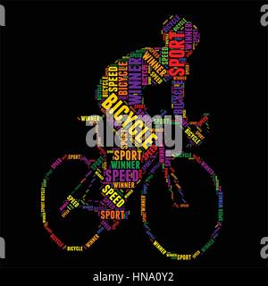 Fahrrad Typografie Wort Wolke bunte Vektor-illustration Stock Vektor