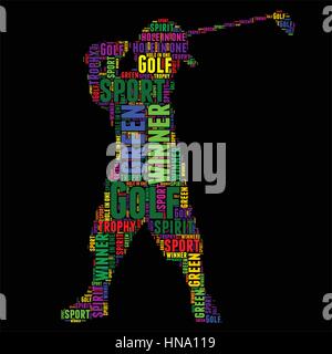 Golf Fußball Typografie Wort Wolke bunte Vektor-illustration Stock Vektor