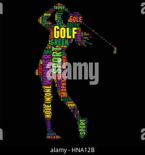 Golf Fußball Typografie Wort Wolke bunte Vektor-illustration Stock Vektor